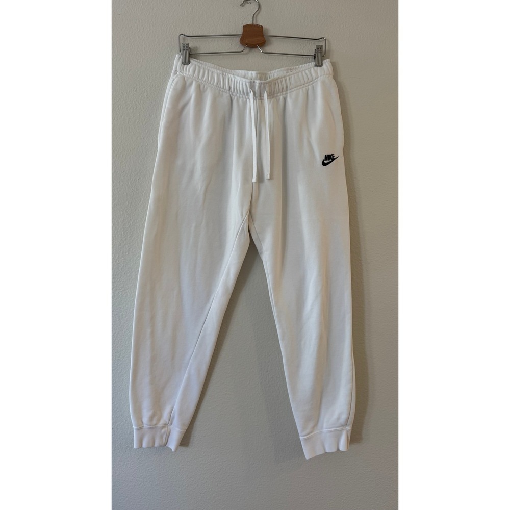 Nike Sportswear Fleece Joggers Tapered Cuffs Large White DQ5191-100 Good